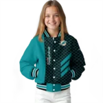 miami dolphins triple side stripes aqua black varsity jacket best selling