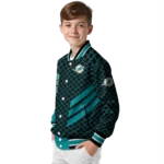 miami dolphins triple side stripes aqua black varsity jacket best selling