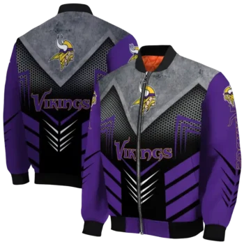 minnesota vikings arrow layer purple black bomber jacket fashion forward