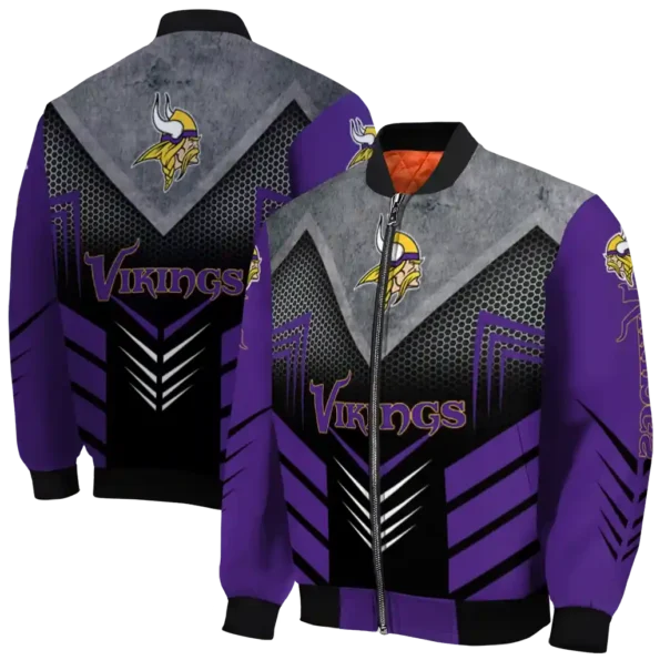 minnesota vikings arrow layer purple black bomber jacket fashion forward
