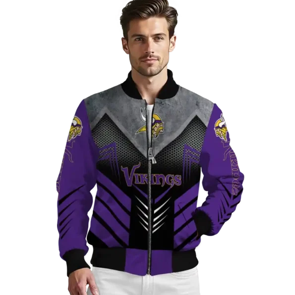 minnesota vikings arrow layer purple black bomber jacket high quality