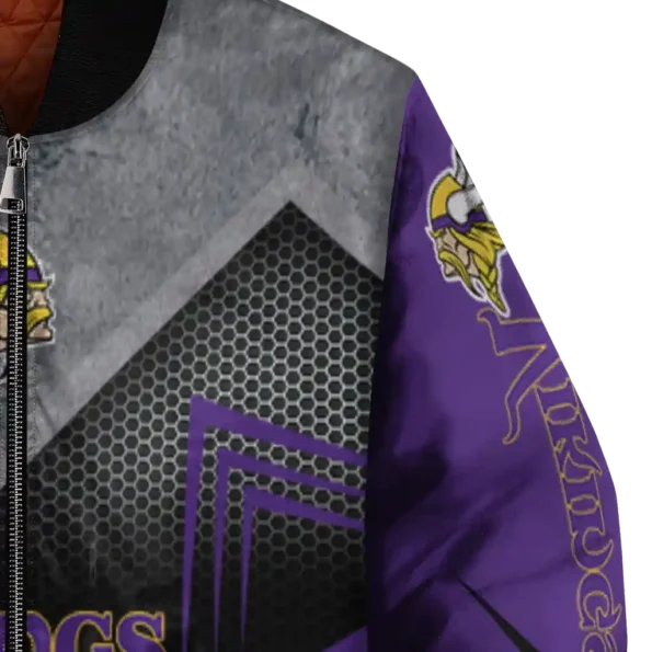 minnesota vikings arrow layer purple black bomber jacket premium grade