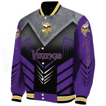 minnesota vikings arrow layer purple black varsity jacket best selling