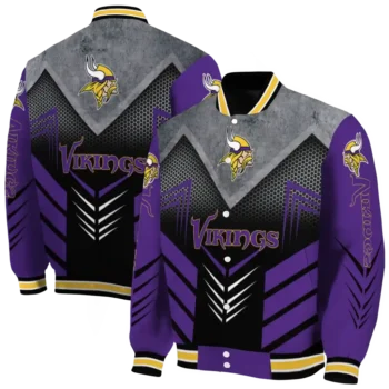 minnesota vikings arrow layer purple black varsity jacket fashion forward