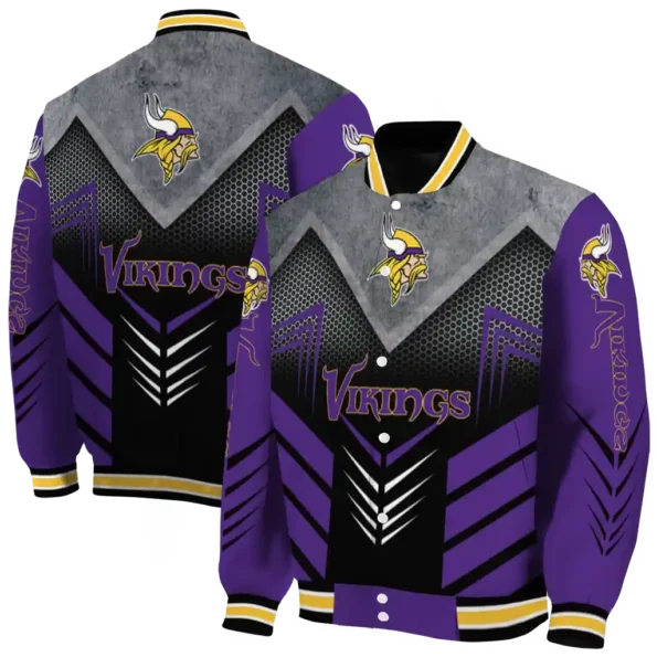 minnesota vikings arrow layer purple black varsity jacket fashion forward
