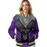 minnesota vikings arrow layer purple black varsity jacket best selling