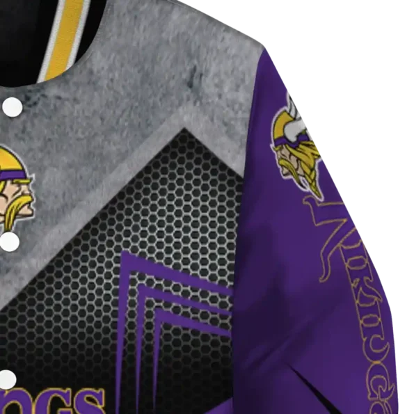 minnesota vikings arrow layer purple black varsity jacket premium grade
