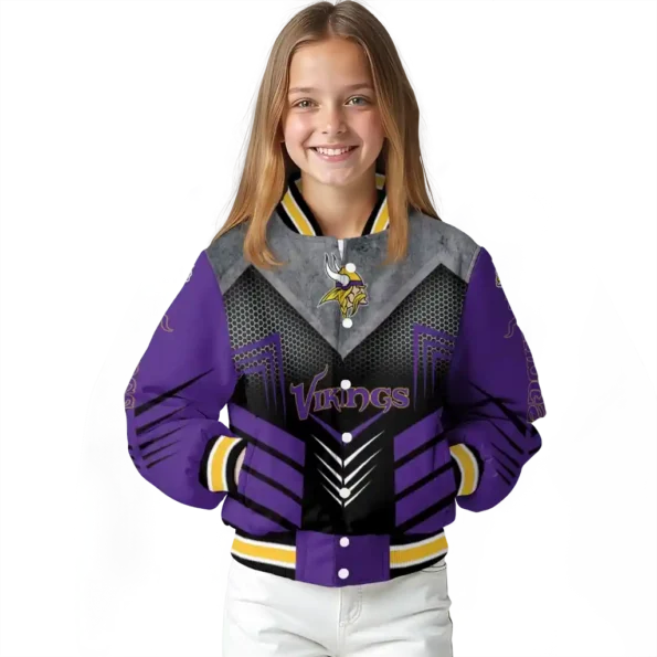 minnesota vikings arrow layer purple black varsity jacket top rated