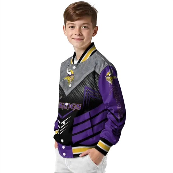 minnesota vikings arrow layer purple black varsity jacket trendy