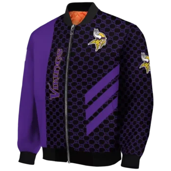 minnesota vikings triple side stripes purple black bomber jacket best selling