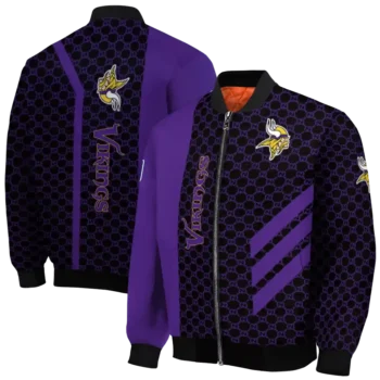 minnesota vikings triple side stripes purple black bomber jacket fashion forward
