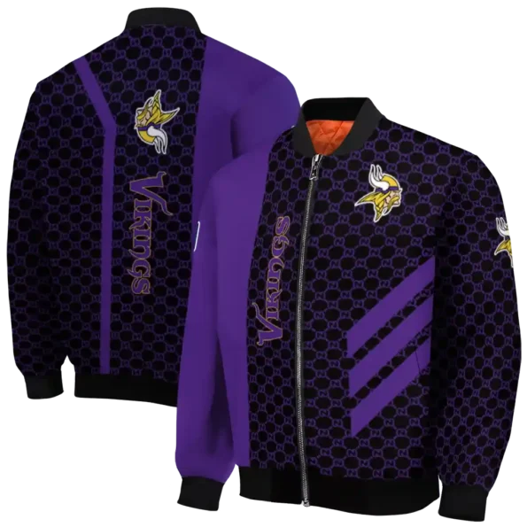 minnesota vikings triple side stripes purple black bomber jacket fashion forward