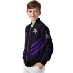 minnesota vikings triple side stripes purple black bomber jacket best selling