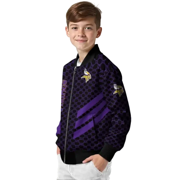 minnesota vikings triple side stripes purple black bomber jacket trendy