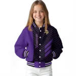 minnesota vikings triple side stripes purple black varsity jacket best selling