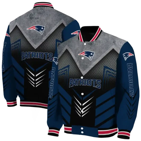 new england patriots arrow layer blue black varsity jacket fashion forward