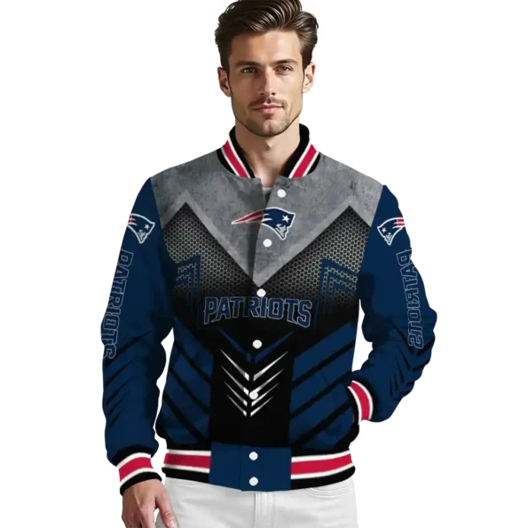 new england patriots arrow layer blue black varsity jacket high quality
