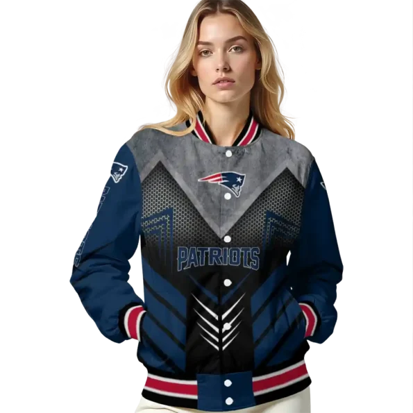 new england patriots arrow layer blue black varsity jacket latest model