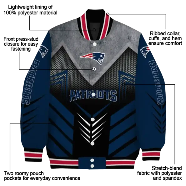 new england patriots arrow layer blue black varsity jacket new arrival