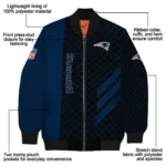new england patriots triple side stripes blue black bomber jacket best selling