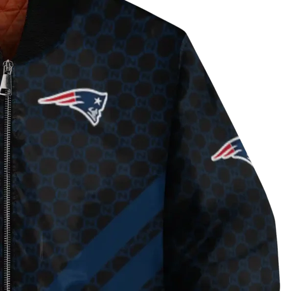 new england patriots triple side stripes blue black bomber jacket premium grade