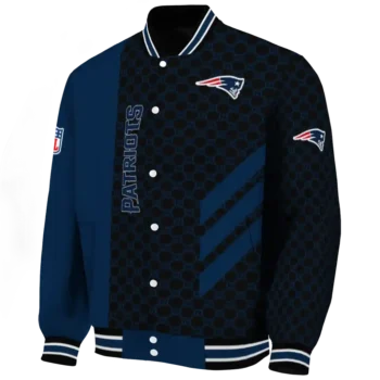 new england patriots triple side stripes blue black varsity jacket best selling