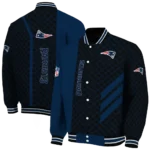 new england patriots triple side stripes blue black varsity jacket best selling