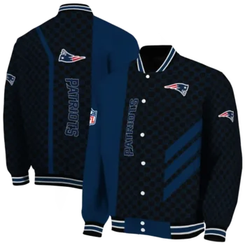new england patriots triple side stripes blue black varsity jacket fashion forward