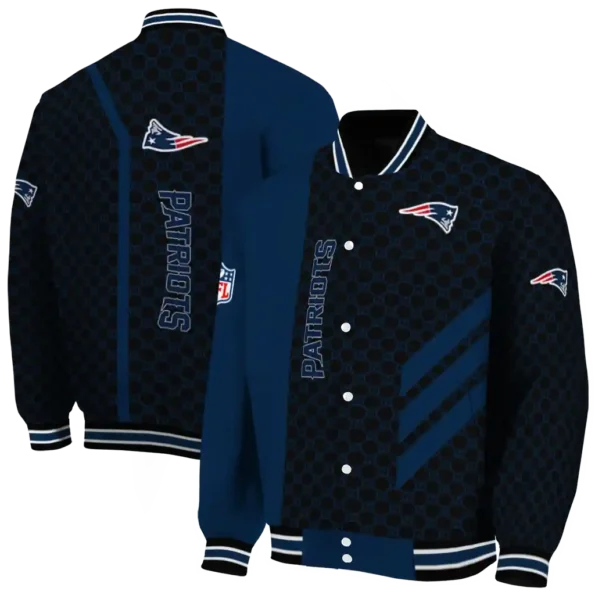 new england patriots triple side stripes blue black varsity jacket fashion forward