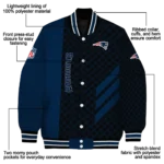 new england patriots triple side stripes blue black varsity jacket best selling