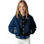 new england patriots triple side stripes blue black varsity jacket best selling