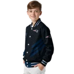 new england patriots triple side stripes blue black varsity jacket best selling