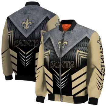 new orleans saints arrow layer gold black bomber jacket fashion forward