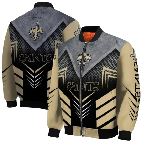 new orleans saints arrow layer gold black bomber jacket fashion forward