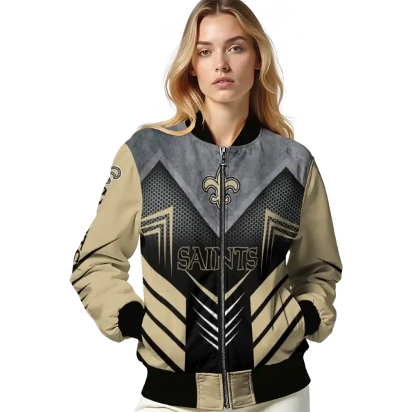 new orleans saints arrow layer gold black bomber jacket latest model