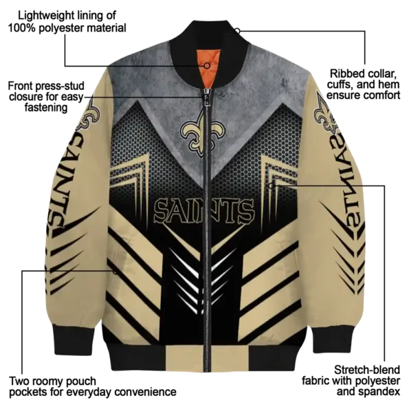 new orleans saints arrow layer gold black bomber jacket new arrival