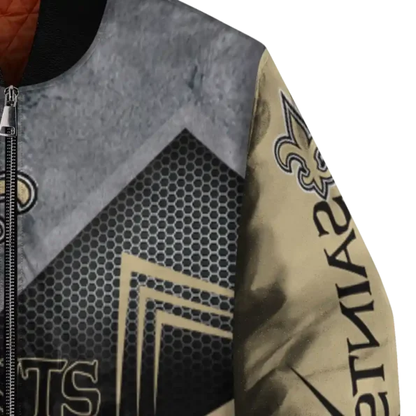 new orleans saints arrow layer gold black bomber jacket premium grade