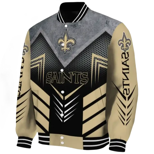 new orleans saints arrow layer gold black varsity jacket best selling