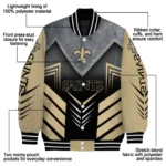 new orleans saints arrow layer gold black varsity jacket best selling