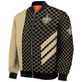 new orleans saints triple side stripes gold black bomber jacket best selling