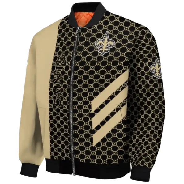new orleans saints triple side stripes gold black bomber jacket best selling