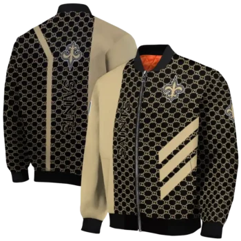 new orleans saints triple side stripes gold black bomber jacket fashion forward