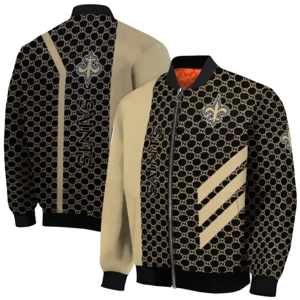 new orleans saints triple side stripes gold black bomber jacket fashion forward