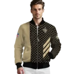 new orleans saints triple side stripes gold black bomber jacket best selling