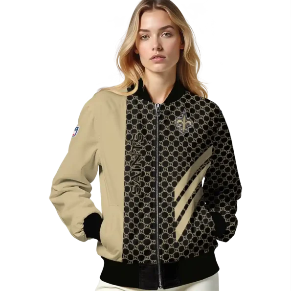 new orleans saints triple side stripes gold black bomber jacket latest model