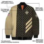 new orleans saints triple side stripes gold black bomber jacket best selling