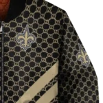 new orleans saints triple side stripes gold black bomber jacket best selling