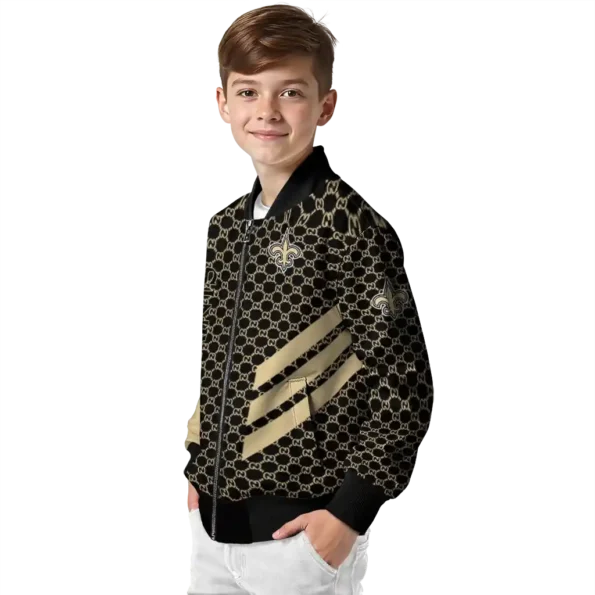 new orleans saints triple side stripes gold black bomber jacket trendy