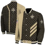 new orleans saints triple side stripes gold black varsity jacket best selling