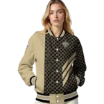 new orleans saints triple side stripes gold black varsity jacket best selling